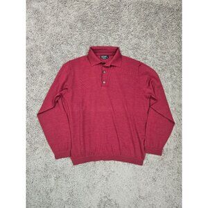 St. Croix Made in USA Men’s Medium Fashion Fit Polo Sweater Red Knit Long Sleeve